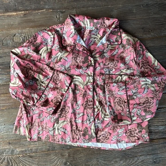 Free People Pillow Talk floral banana print poly short set pajamas EUC size M - Picture 4 of 9